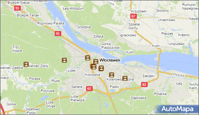 mapa Włocławka, Włocławek na mapie Targeo