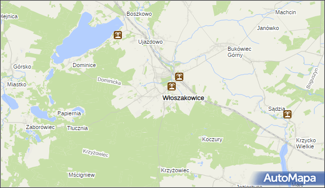 mapa Włoszakowice, Włoszakowice na mapie Targeo