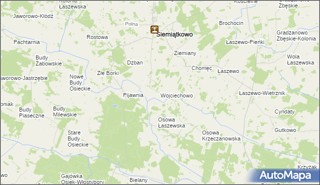 mapa Wojciechowo gmina Siemiątkowo, Wojciechowo gmina Siemiątkowo na mapie Targeo