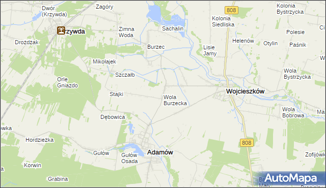 mapa Wola Burzecka, Wola Burzecka na mapie Targeo