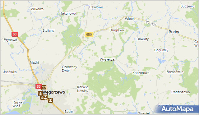 mapa Wysiecza, Wysiecza na mapie Targeo