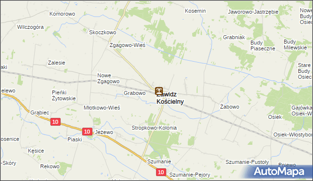 mapa Zawidz Kościelny, Zawidz Kościelny na mapie Targeo