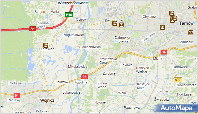 mapa Zbylitowska Góra, Zbylitowska Góra na mapie Targeo