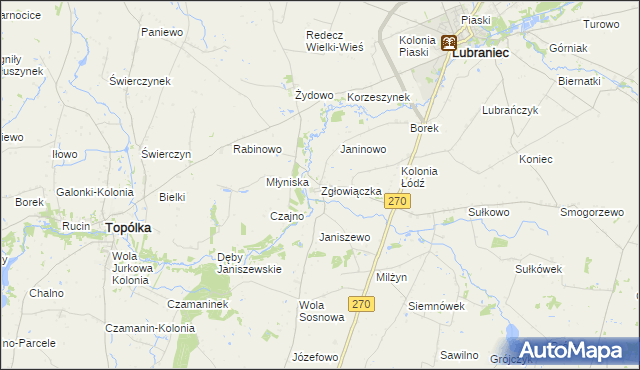 mapa Zgłowiączka, Zgłowiączka na mapie Targeo