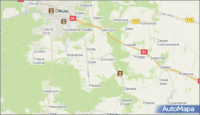mapa Zimnodół, Zimnodół na mapie Targeo