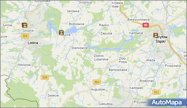 mapa Złotniki Lubańskie, Złotniki Lubańskie na mapie Targeo