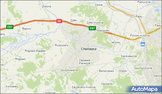 mapa Choroszcz, Choroszcz na mapie Targeo