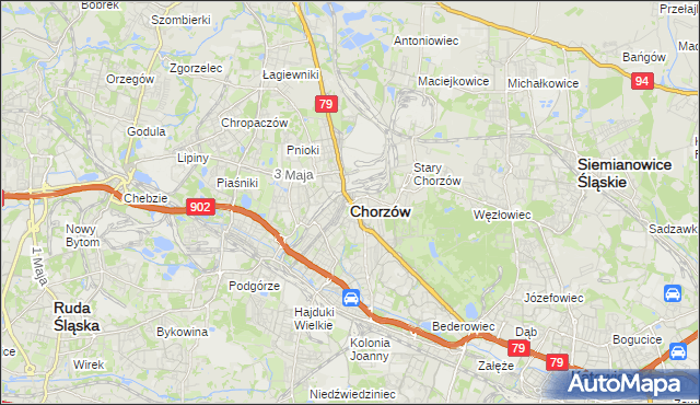 mapa Chorzów, Chorzów na mapie Targeo