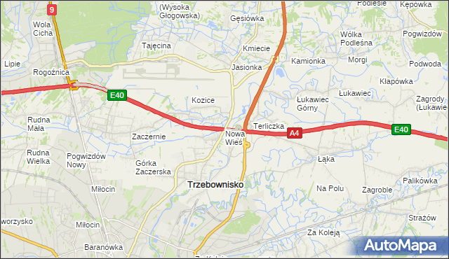 mapa Nowa Wieś gmina Trzebownisko, Nowa Wieś gmina Trzebownisko na mapie Targeo