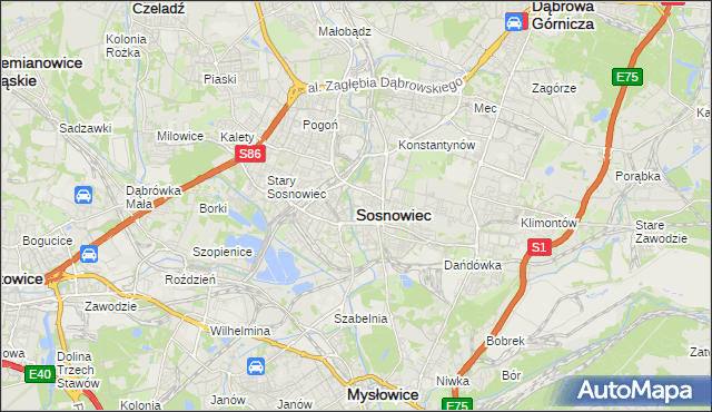 mapa Sosnowca, Sosnowiec na mapie Targeo