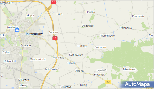 mapa Turzany gmina Inowrocław, Turzany gmina Inowrocław na mapie Targeo
