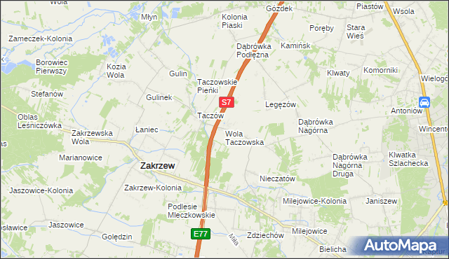 mapa Wola Taczowska, Wola Taczowska na mapie Targeo