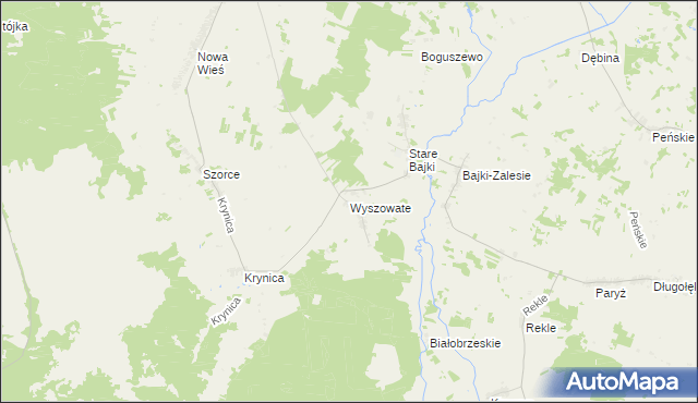 mapa Wyszowate gmina Trzcianne, Wyszowate gmina Trzcianne na mapie Targeo
