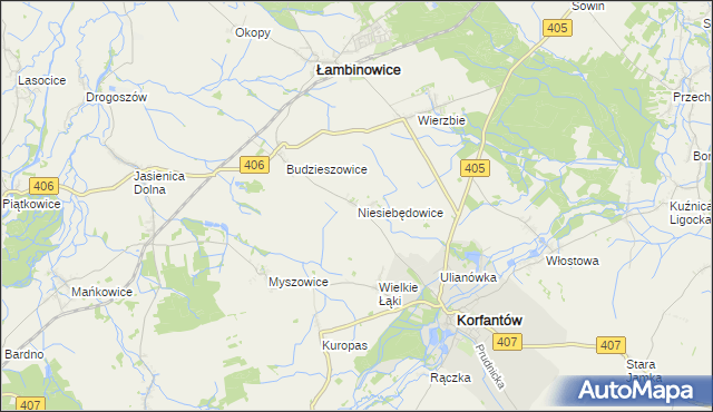 mapa Niesiebędowice, Niesiebędowice na mapie Targeo