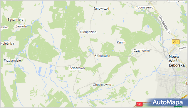 mapa Redkowice, Redkowice na mapie Targeo