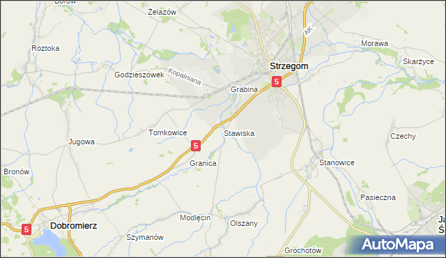 mapa Stawiska gmina Strzegom, Stawiska gmina Strzegom na mapie Targeo
