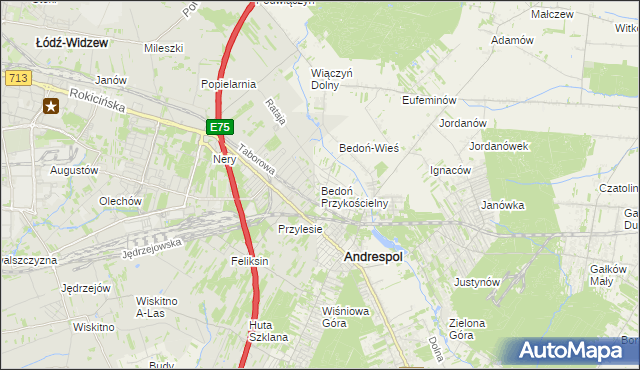 mapa Bedoń Przykościelny, Bedoń Przykościelny na mapie Targeo