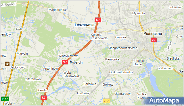 mapa Bobrowiec gmina Piaseczno, Bobrowiec gmina Piaseczno na mapie Targeo