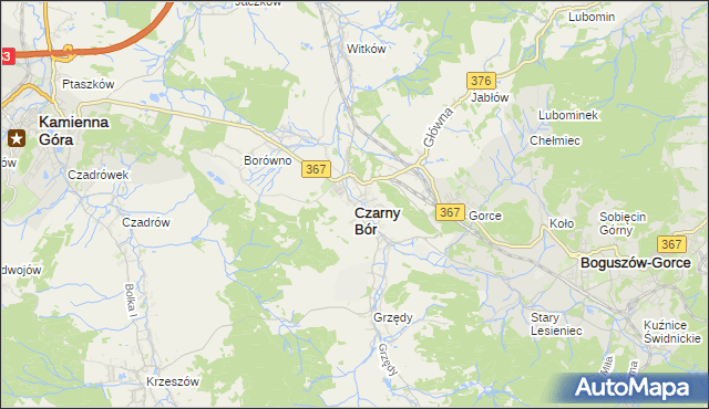 mapa Czarny Bór, Czarny Bór na mapie Targeo