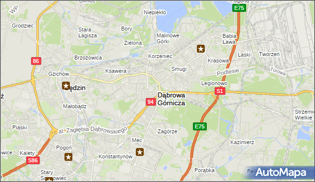 mapa Dąbrowa Górnicza, Dąbrowa Górnicza na mapie Targeo