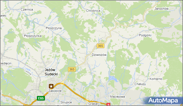 mapa Dziwiszów, Dziwiszów na mapie Targeo