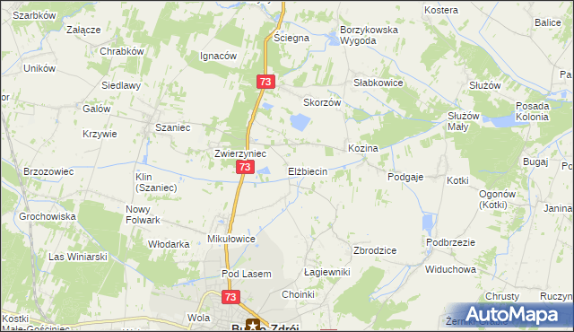 mapa Elżbiecin gmina Busko-Zdrój, Elżbiecin gmina Busko-Zdrój na mapie Targeo