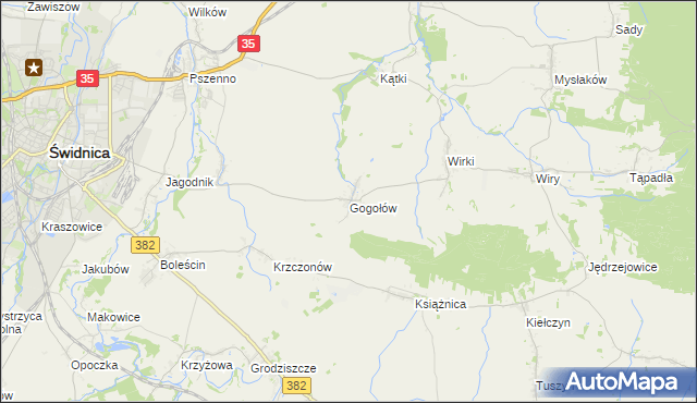 mapa Gogołów gmina Świdnica, Gogołów gmina Świdnica na mapie Targeo