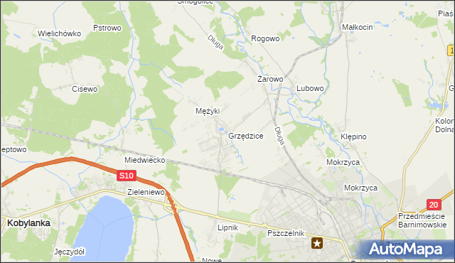 mapa Grzędzice, Grzędzice na mapie Targeo