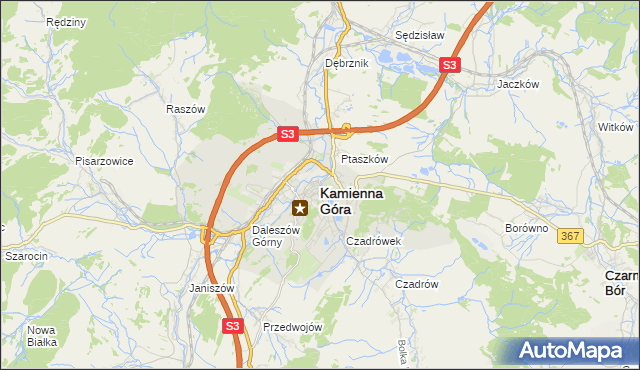 mapa Kamienna Góra, Kamienna Góra na mapie Targeo