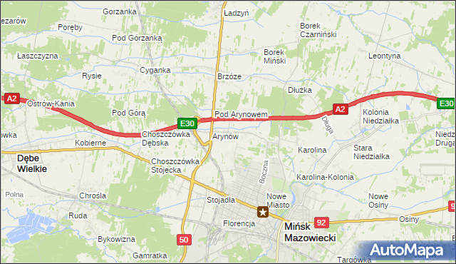 mapa Królewiec gmina Mińsk Mazowiecki, Królewiec gmina Mińsk Mazowiecki na mapie Targeo