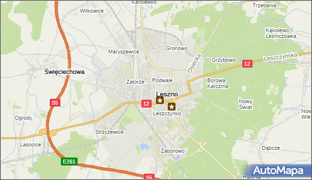 mapa Leszno, Leszno na mapie Targeo