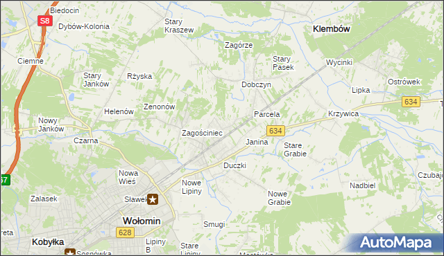 mapa Lipinki gmina Wołomin, Lipinki gmina Wołomin na mapie Targeo