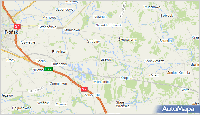 mapa Lisewo gmina Płońsk, Lisewo gmina Płońsk na mapie Targeo