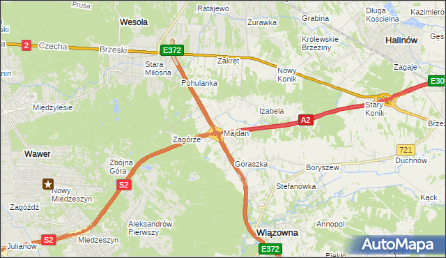 mapa Majdan gmina Wiązowna, Majdan gmina Wiązowna na mapie Targeo