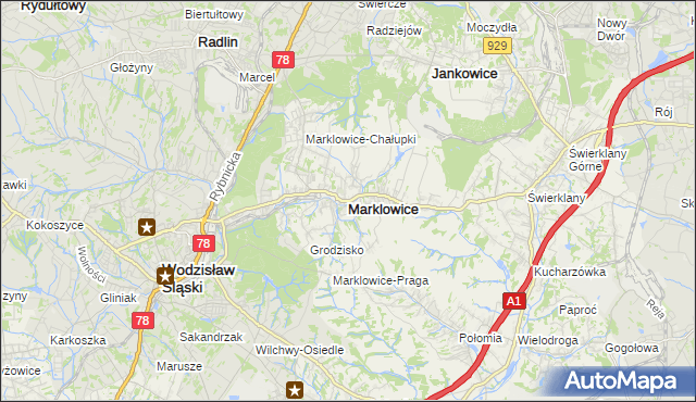 mapa Marklowice, Marklowice na mapie Targeo