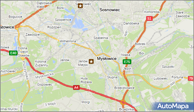 mapa Mysłowice, Mysłowice na mapie Targeo