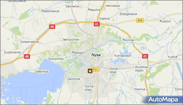 mapa Nysy, Nysa na mapie Targeo