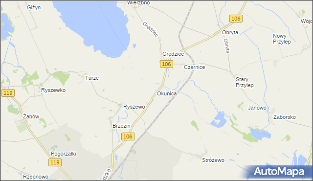 mapa Okunica, Okunica na mapie Targeo