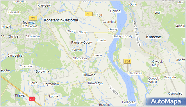 mapa Piaski gmina Konstancin-Jeziorna, Piaski gmina Konstancin-Jeziorna na mapie Targeo