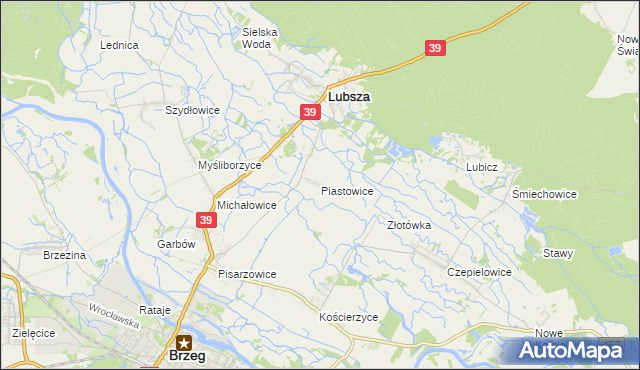 mapa Piastowice gmina Lubsza, Piastowice gmina Lubsza na mapie Targeo