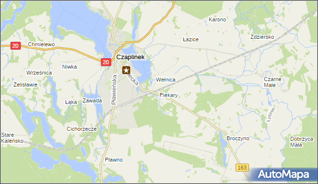 mapa Piekary gmina Czaplinek, Piekary gmina Czaplinek na mapie Targeo