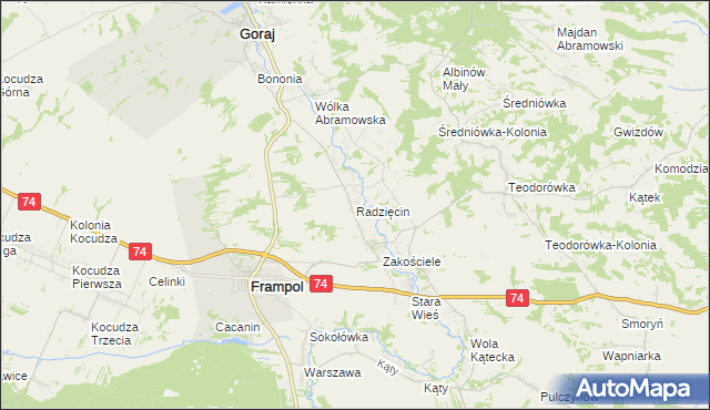 mapa Radzięcin, Radzięcin na mapie Targeo