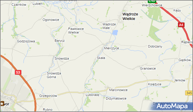 mapa Skała gmina Wądroże Wielkie, Skała gmina Wądroże Wielkie na mapie Targeo