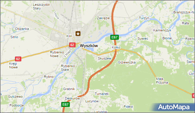 mapa Skuszew, Skuszew na mapie Targeo