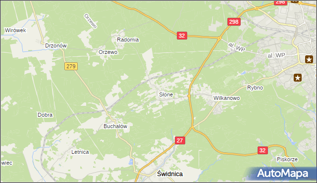 mapa Słone gmina Świdnica, Słone gmina Świdnica na mapie Targeo