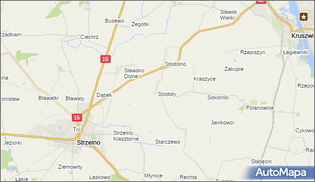 mapa Stodoły gmina Strzelno, Stodoły gmina Strzelno na mapie Targeo