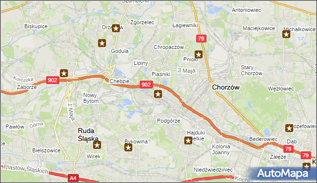 mapa Świętochłowice, Świętochłowice na mapie Targeo