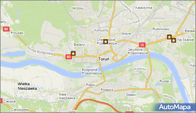 mapa Torunia, Toruń na mapie Targeo