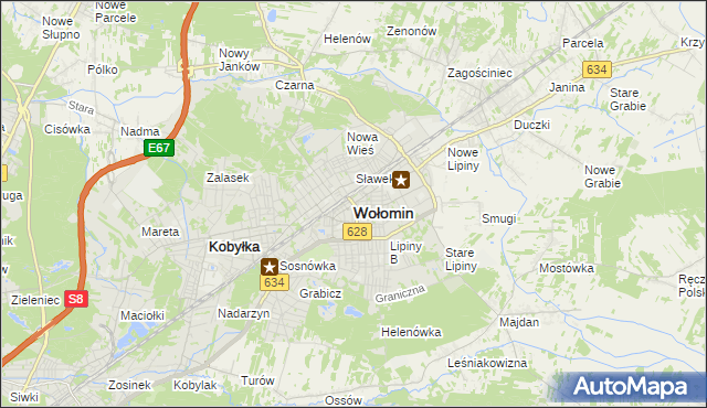 mapa Wołomin, Wołomin na mapie Targeo