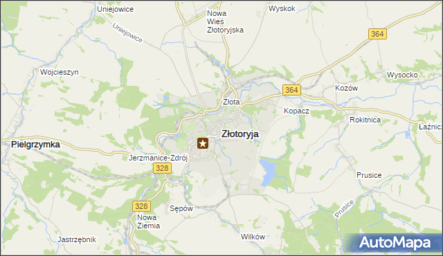 mapa Złotoryja, Złotoryja na mapie Targeo